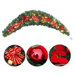 Livingandhome Artificial Light Up Christmas Swags With Bow Decor 180 Cm -Deals Christmas Decor Store livingandhome artificial light up christmas swags with bow decor 180 cm0735940277648 03c MP