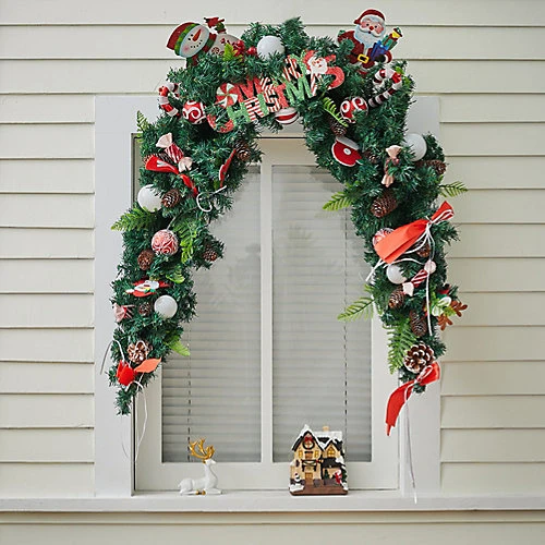 Livingandhome Artificial Merry Christmas Garland Home Decor With Assorted Ornaments 150 Cm 1 Livingandhome Artificial Merry Christmas Garland Home Decor With Assorted Ornaments 150 Cm