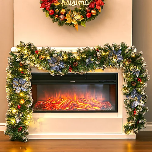 Livingandhome Artificial Pine Cones Berries Christmas Garland With LED Lights 270 Cm 1 Livingandhome Artificial Pine Cones Berries Christmas Garland With LED Lights 270 Cm