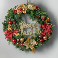 Livingandhome Artificial Poinsettia Christmas Balls Wreath With 5m LED Light String 60 Cm -Deals Christmas Decor Store livingandhome artificial poinsettia christmas balls wreath with 5m led light string 60 cm0735940286527 02c MP