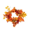 Livingandhome Artificial Rattan Maple Leaf Autumn Christmas Wreath With LED Light And Pumpkin 40 Cm