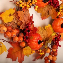 Livingandhome Artificial Rattan Maple Leaf Autumn Christmas Wreath With LED Light And Pumpkin 40 Cm 4 Livingandhome Artificial Rattan Maple Leaf Autumn Christmas Wreath With LED Light And Pumpkin 40 Cm -Deals Christmas Decor Store livingandhome artificial rattan maple leaf autumn christmas wreath with led light and pumpkin 40 cm0735940277099 02c MP