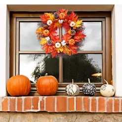 Livingandhome Autumn Christmas Wreath Maple Pumpkin Door Decoration 55 Cm -Deals Christmas Decor Store livingandhome autumn christmas wreath maple pumpkin door decoration 55 cm0735940255844 03c MP