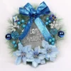 Livingandhome Blue Elegant Glittering Hanging Christmas Wreath With Mixed Decoration 30 Cm