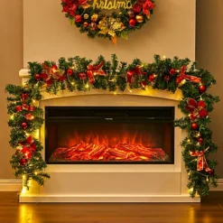 Livingandhome Cartoon Artificial LED Warm White Light Christmas Garland 270cm