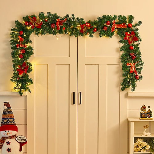 Livingandhome Cartoon Artificial LED Warm White Light Christmas Garland 270cm 3 Livingandhome Cartoon Artificial LED Warm White Light Christmas Garland 270cm - Image 3