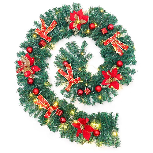 Livingandhome Cartoon Artificial LED Warm White Light Christmas Garland 270cm 4 Livingandhome Cartoon Artificial LED Warm White Light Christmas Garland 270cm - Image 4