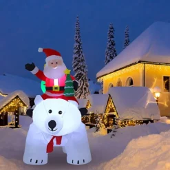 Livingandhome Christmas Inflatable Decoration Outdoor Blow Up Santa Claus Riding A Polar Bear With LED Lights 175 Cm -Deals Christmas Decor Store livingandhome christmas inflatable decoration outdoor blow up santa claus riding a polar bear with led lights 175 cm0735940260176 03c MP