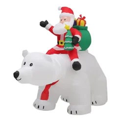 Livingandhome Christmas Inflatable Decoration Outdoor Blow Up Santa Claus Riding A Polar Bear With LED Lights 175 Cm -Deals Christmas Decor Store livingandhome christmas inflatable decoration outdoor blow up santa claus riding a polar bear with led lights 175 cm0735940260176 04c MP
