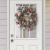 Livingandhome Christmas Leaf Pine Garland Red Berry Artificial Wreath Home Door Decor 38 Cm