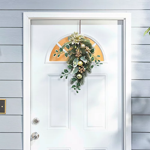 Livingandhome Christmas Swag Holiday Decor Battery Operated With 2M LED Light String 1 Livingandhome Christmas Swag Holiday Decor Battery Operated With 2M LED Light String