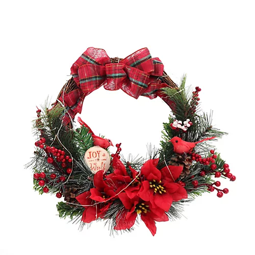 Livingandhome Christmas Wreath Rattan Bow Decor With LED Light 30 Cm 3 Livingandhome Christmas Wreath Rattan Bow Decor With LED Light 30 Cm - Image 3