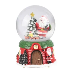 Livingandhome Dimmable Christmas Music Box Santa Claus Christmas Tree Tabletop Decoration