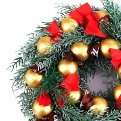 Livingandhome Gold Ball Mixed Bows Christmas Wreath Xmas Hanging Decoration 48 Cm -Deals Christmas Decor Store livingandhome gold ball mixed bows christmas wreath xmas hanging decoration 48 cm0735940256483 03c MP