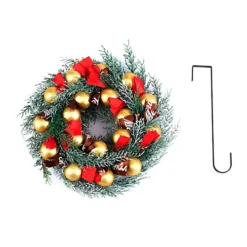 Livingandhome Gold Ball Mixed Bows Christmas Wreath Xmas Hanging Decoration 48 Cm -Deals Christmas Decor Store livingandhome gold ball mixed bows christmas wreath xmas hanging decoration 48 cm0735940256483 04c MP
