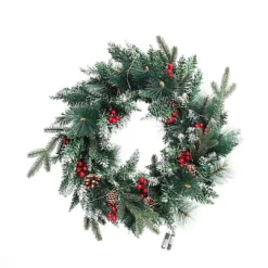 Livingandhome Green Christmas Wreath Red Berries Xmas Decoration With LED Light 50 Cm -Deals Christmas Decor Store livingandhome green christmas wreath red berries xmas decoration with led light 50 cm0735940286534 03c MP
