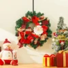 Livingandhome Green Christmas Wreath Santa Claus Garland Xmas Decoration 38 Cm