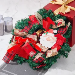 Livingandhome Green Christmas Wreath Santa Claus Garland Xmas Decoration 38 Cm -Deals Christmas Decor Store livingandhome green christmas wreath santa claus garland xmas decoration 38 cm0735940256506 03c MP