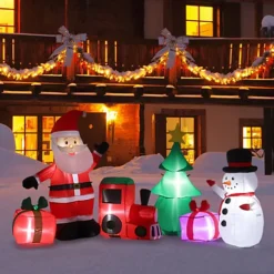 Livingandhome LED Christmas Inflatable Decoration Outdoor Xmas Decor Blow Up Santa Claus And Reindeer Length 280cm -Deals Christmas Decor Store livingandhome led christmas inflatable decoration outdoor xmas decor blow up santa claus and reindeer length 280cm0735940291057 03c MP