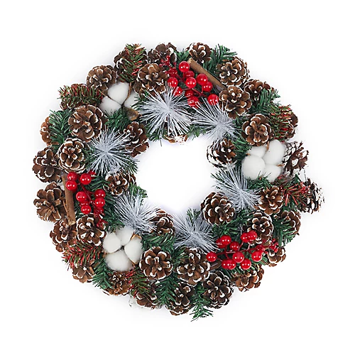 Livingandhome Light Up Christmas Wreath Pine Cone Cotton Autumn Artificial Wreath Xmas Decoration 37 Cm 2 Livingandhome Light Up Christmas Wreath Pine Cone Cotton Autumn Artificial Wreath Xmas Decoration 37 Cm - Image 2