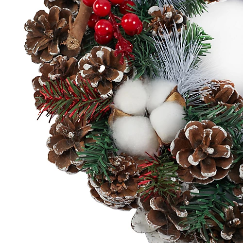 Livingandhome Light Up Christmas Wreath Pine Cone Cotton Autumn Artificial Wreath Xmas Decoration 37 Cm 4 Livingandhome Light Up Christmas Wreath Pine Cone Cotton Autumn Artificial Wreath Xmas Decoration 37 Cm - Image 4