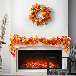Livingandhome Maple Leaf Pumpkin Autumn Halloween Christmas Wreath With LED Light 60 Cm 6 Livingandhome Maple Leaf Pumpkin Autumn Halloween Christmas Wreath With LED Light 60 Cm -Deals Christmas Decor Store livingandhome maple leaf pumpkin autumn halloween christmas wreath with led light 60 cm0735940277372 03c MP