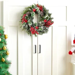 Livingandhome Pine Cones Berries Christmas Wreath Door Window Garland With LED Light 35 Cm -Deals Christmas Decor Store livingandhome pine cones berries christmas wreath door window garland with led light 35 cm0735940277082 02c MP