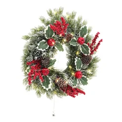 Livingandhome Pine Cones Berries Christmas Wreath Door Window Garland With LED Light 35 Cm -Deals Christmas Decor Store livingandhome pine cones berries christmas wreath door window garland with led light 35 cm0735940277082 04c MP