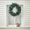 Livingandhome Pine Cones Berries Christmas Wreath Window Door Decor With LED String Lights 50 Cm