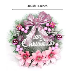 Livingandhome Pink Christmas Wreath Door Window Garland With Bow Decoration -Deals Christmas Decor Store livingandhome pink christmas wreath door window garland with bow decoration0735940277044 03c MP
