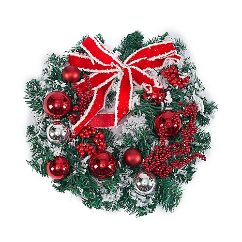 Livingandhome Red Artificial Christmas Wreath With Red Ball Decor 35 Cm 1 Livingandhome Red Artificial Christmas Wreath With Red Ball Decor 35 Cm