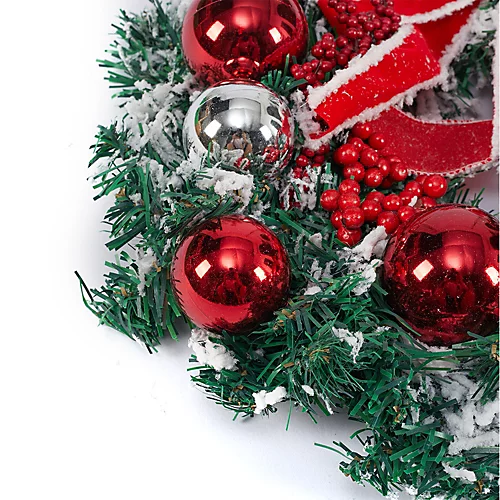 Livingandhome Red Artificial Christmas Wreath With Red Ball Decor 35 Cm 4 Livingandhome Red Artificial Christmas Wreath With Red Ball Decor 35 Cm - Image 4