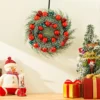 Livingandhome Red Ball Mixed Bows Christmas Wreath Hanging Decor 48 Cm