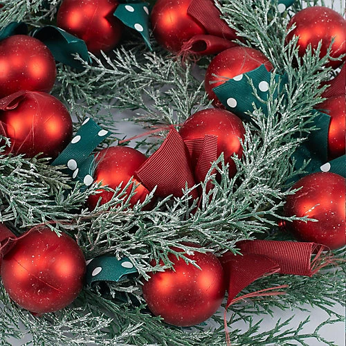 Livingandhome Red Ball Mixed Bows Christmas Wreath Hanging Decor 48 Cm 3 Livingandhome Red Ball Mixed Bows Christmas Wreath Hanging Decor 48 Cm - Image 3