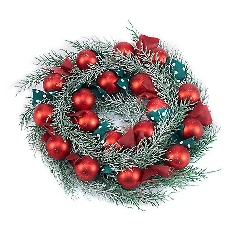 Livingandhome Red Ball Mixed Bows Christmas Wreath Hanging Decor 48 Cm 4 Livingandhome Red Ball Mixed Bows Christmas Wreath Hanging Decor 48 Cm - Image 4