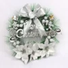 Livingandhome Silver Elegant Glittering Hanging Christmas Wreath With Mixed Decoration 30 Cm