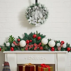 Livingandhome Silver Elegant Glittering Hanging Christmas Wreath With Mixed Decoration 30 Cm 7 Livingandhome Silver Elegant Glittering Hanging Christmas Wreath With Mixed Decoration 30 Cm -Deals Christmas Decor Store livingandhome silver elegant glittering hanging christmas wreath with mixed decoration 30 cm0735940277020 04c MP