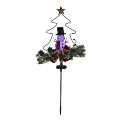 Livingandhome Solar Powered Snowman Garden Stake Light Christmas Decoration
