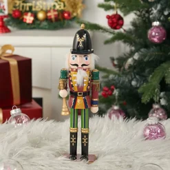 Livingandhome Wooden Standing Christmas Ornament Xmas Decoration Nutcracker Soldier Figurine