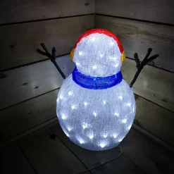 Lumineo 47cm Christmas Acrylic Snowman Blue Scarf And Earmuffs Cool White LEDs -Deals Christmas Decor Store lumineo 47cm christmas acrylic snowman blue scarf and earmuffs cool white leds5060559857246 04c MP
