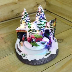 Lumineo Hand Painted Christmas Fun Motion Sleighing LED Sculpture - Red