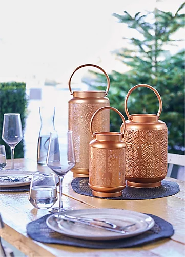 Luxform Battery Operated LED Golden Festive Christmas Lantern With Snowflakes Design 3 Luxform Battery Operated LED Golden Festive Christmas Lantern With Snowflakes Design - Image 3