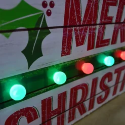 Merry Christmas Rustic Wooden Sign With Red & Green Flashing LED Lights -Deals Christmas Decor Store merry christmas rustic wooden sign with red green flashing led lights5056589198619 03c MP