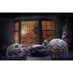 Multi Coloured Christmas Window Net Lights 360 LED 3.5M X 1.2M Multi Action LEDs
