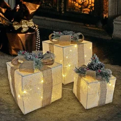 Netagon Set Of 3 Under Christmas Tree Festive Battery Operated LED Light Up Presents Gift Boxes- White & Beige 7 Netagon Set Of 3 Under Christmas Tree Festive Battery Operated LED Light Up Presents Gift Boxes- White & Beige -Deals Christmas Decor Store netagon set of 3 under christmas tree festive battery operated led light up presents gift boxes white beige5053985327759 04c MP