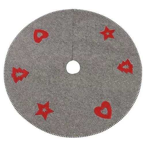 Nordic Heart And Stars Grey Christmas Tree Skirt 2 Nordic Heart And Stars Grey Christmas Tree Skirt - Image 2