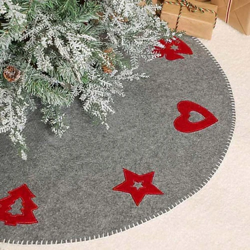 Nordic Heart And Stars Grey Christmas Tree Skirt 3 Nordic Heart And Stars Grey Christmas Tree Skirt - Image 3