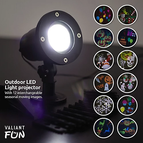 Outdoor LED Light Image Projector - Includes 12 Interchangeable Slides For Christmas, Halloween And Birthdays 2 Outdoor LED Light Image Projector - Includes 12 Interchangeable Slides For Christmas, Halloween And Birthdays - Image 2