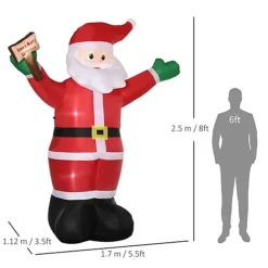 Outsunny 8ft Inflatable Christmas Santa Claus Holds Light Sign Of Blessings, Blow-Up Outdoor LED Yard Display Lawn Garden Party -Deals Christmas Decor Store outsunny 8ft inflatable christmas santa claus holds light sign of blessings blow up outdoor led yard display lawn garden party5056602901240 03c MP