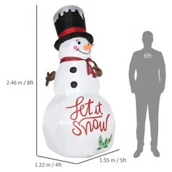Outsunny 8ft Inflatable Christmas Snowman With Black Hat And Red Scotch Scarf, Blow-Up Outdoor LED Yard Display For Lawn Garden -Deals Christmas Decor Store outsunny 8ft inflatable christmas snowman with black hat and red scotch scarf blow up outdoor led yard display for lawn garden5056602901738 03c MP